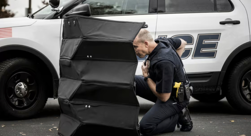 police shield with origami